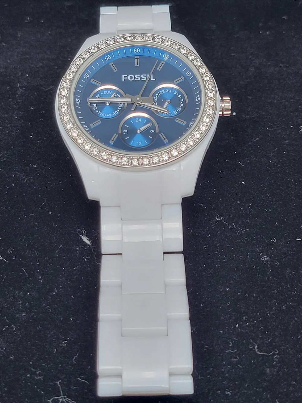 Fossil Silver Watch Back with White Band